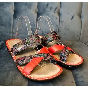 Alegria US Size 10.5-11 Victoriah Botanicool Sandal Crisscross Slide Red Floral